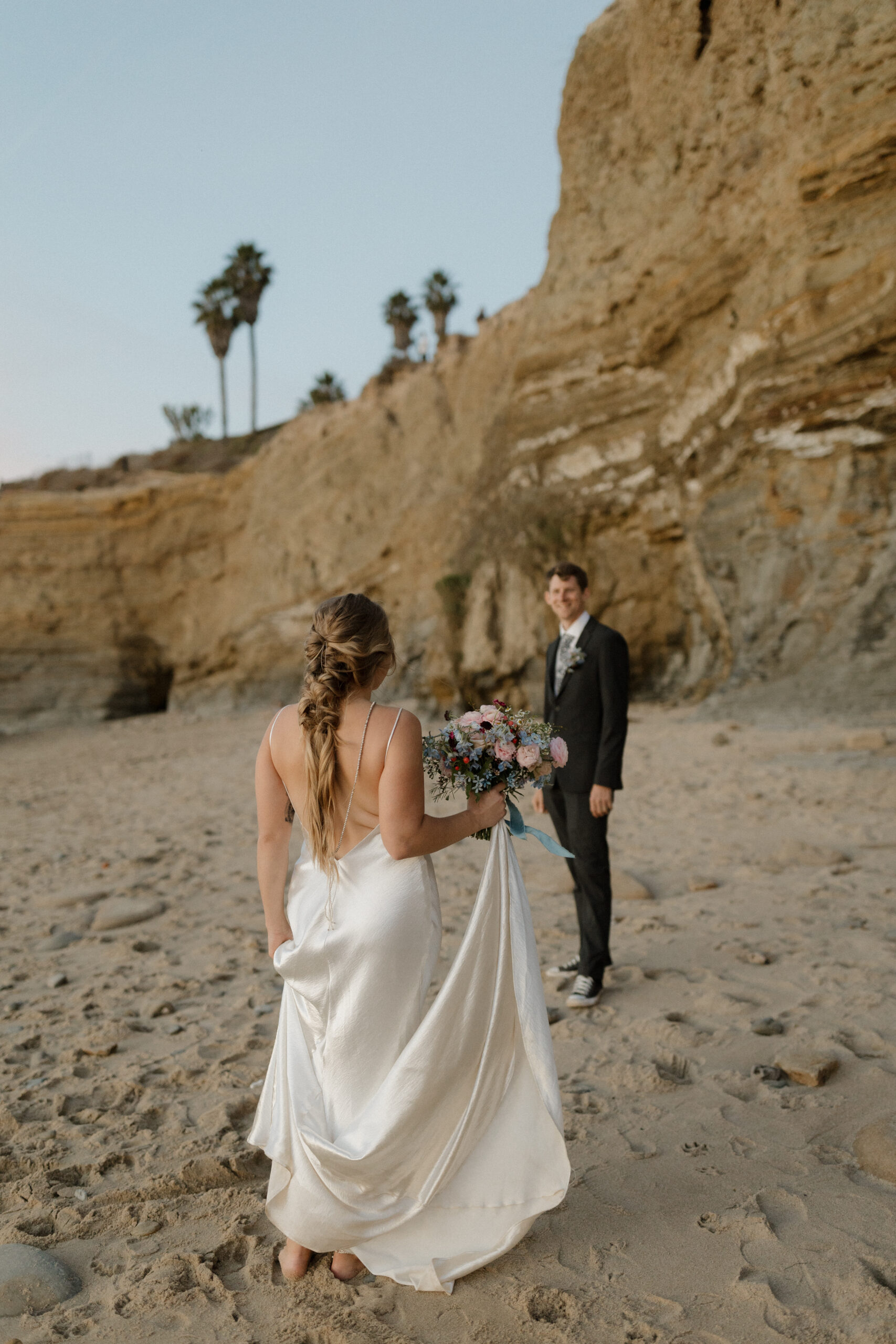 Bride looking at groom