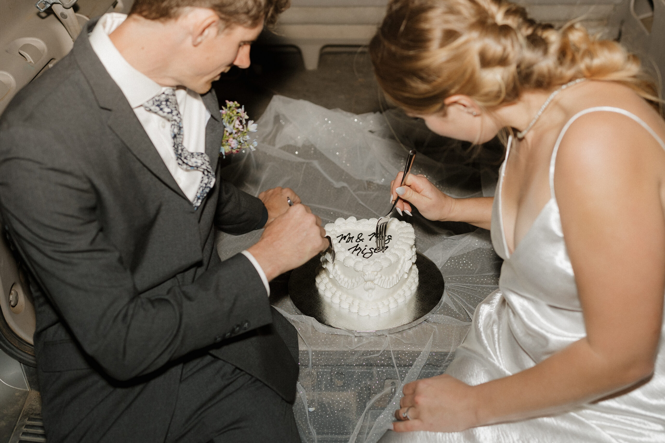 Couple eating cake