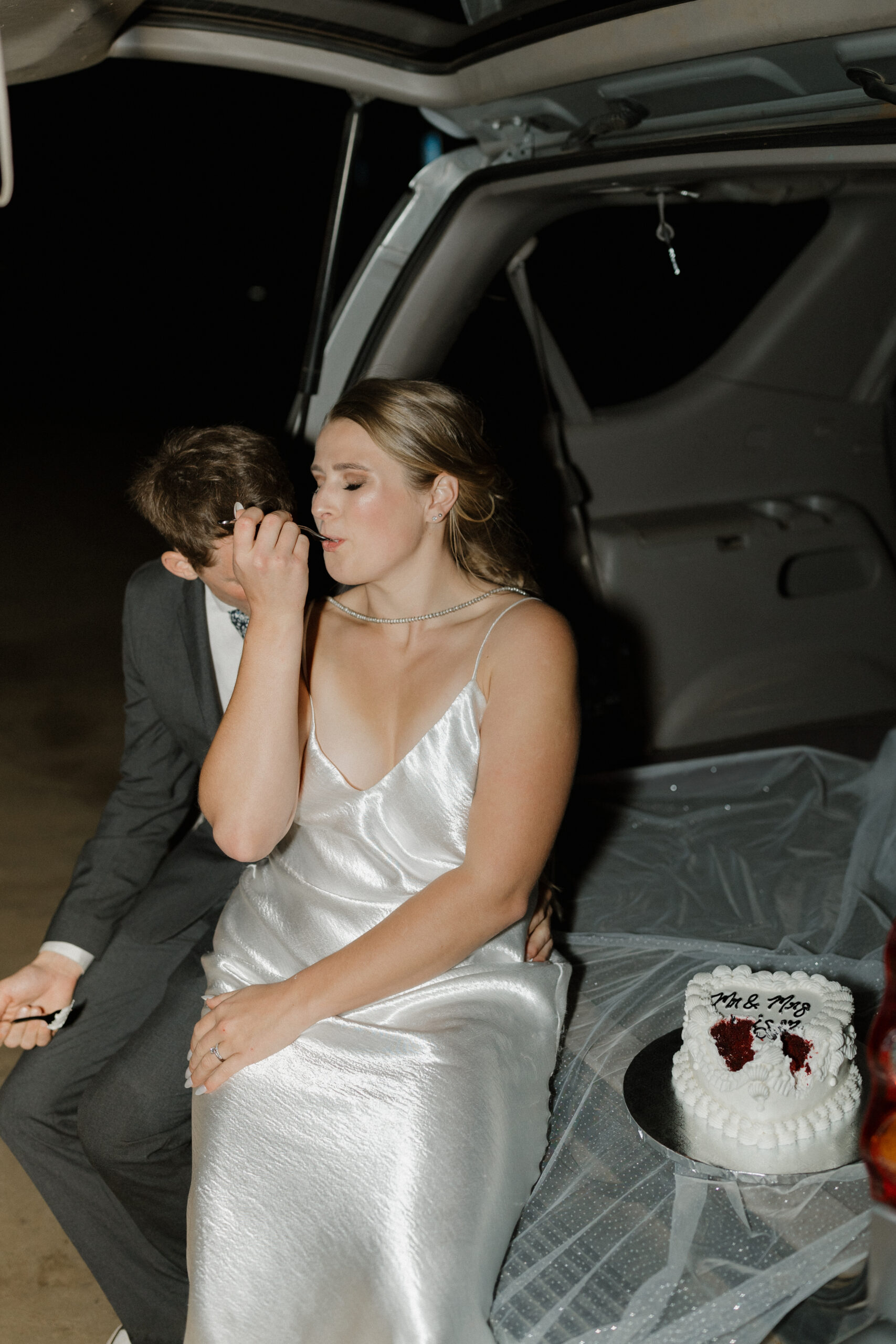 Bride eating cake