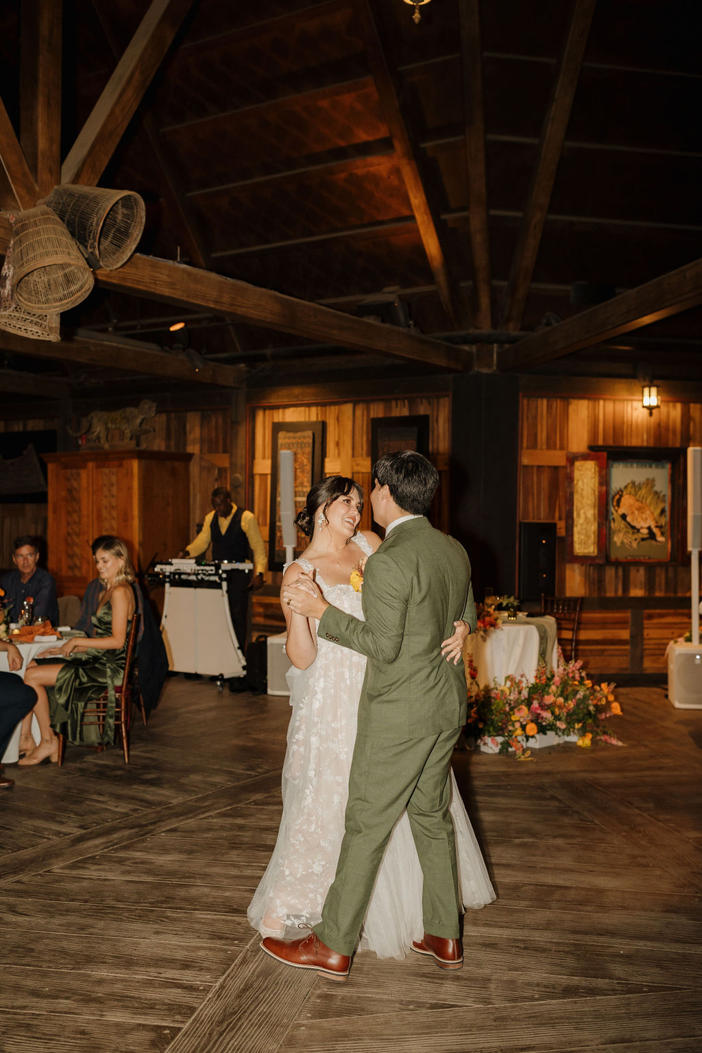 Couple sharing their first dance as husband and wife in the Sambutan Longhouse. 