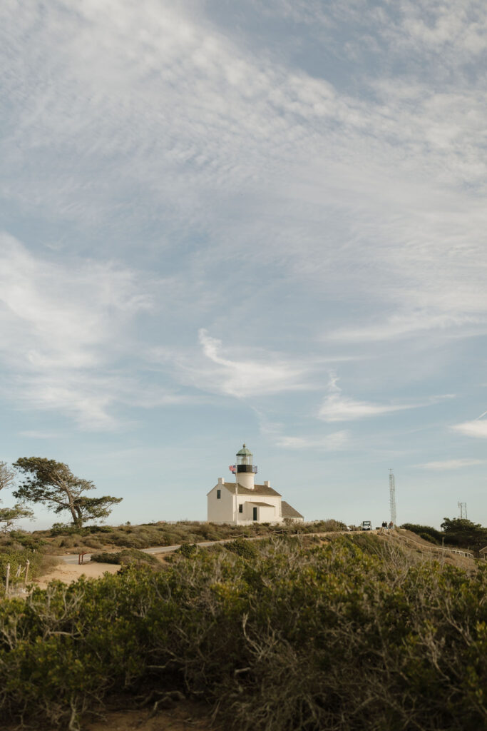 a landscape shot of a Point Loma lighthouse wedding