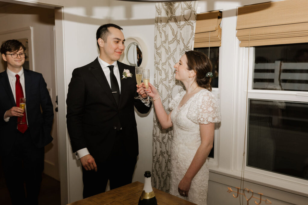 Champagne toast at Cabrillo National Monument wedding celebration