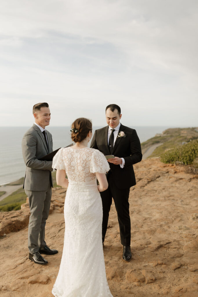 groom reading vows at Cabrillo National Monument wedding
