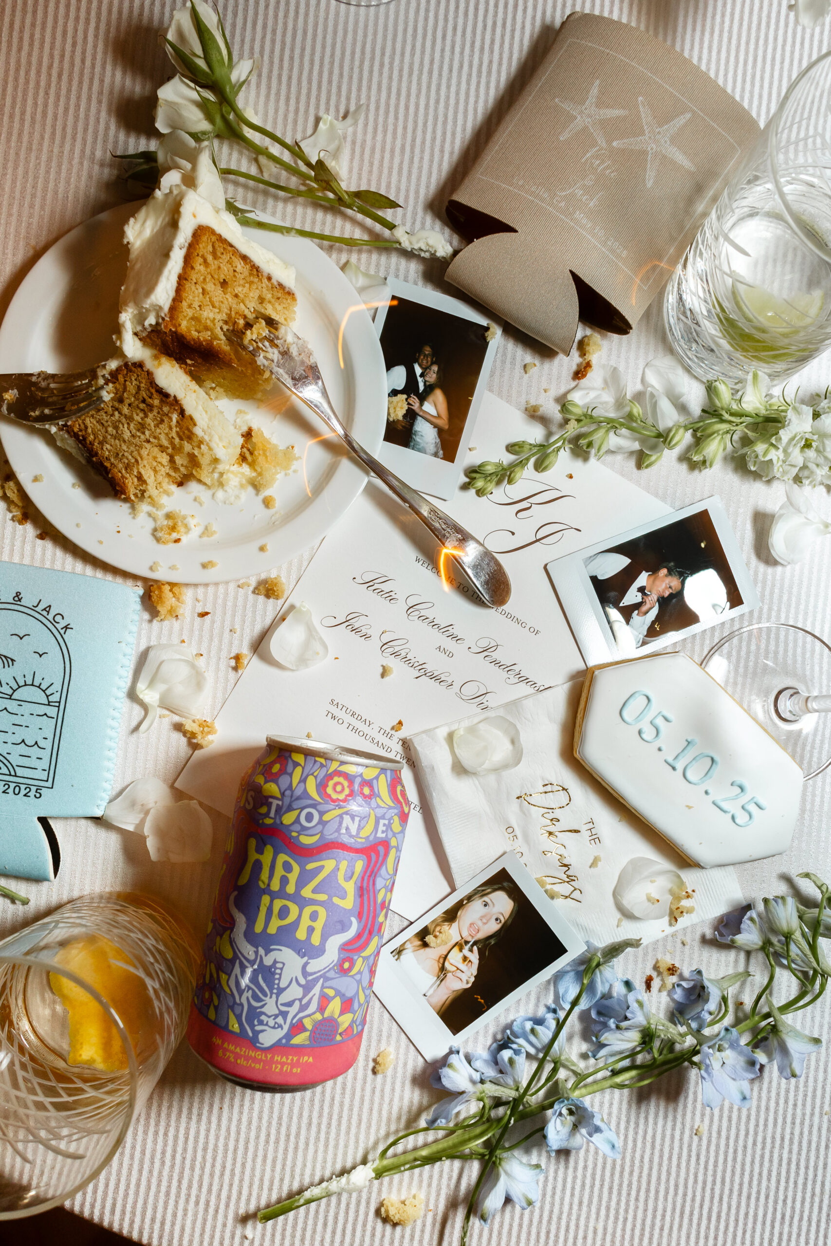 Late night array of the bride and grooms details